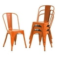 thumbnail image 1 of CL.HPAHKL Dining Chairs Set of 4, Metal Kitchen Chairs 330LBS Weight Capacity, Stackable Indoor Outdoor Chairs for Kitchen Dining Room Café Restaurant Bistro Patio Bar Chairs, Orange, 1 of 7