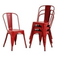 thumbnail image 1 of CL.HPAHKL Dining Chairs Set of 4, Metal Kitchen Chairs 330LBS Weight Capacity, Stackable Indoor Outdoor Chairs for Kitchen Dining Room Café Restaurant Bistro Patio Bar Chairs, Red, 1 of 7