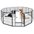 thumbnail image 1 of CL.HPAHKL Dog Playpen Indoor Outdoor, 16 Panels 32" Height Metal Puppy Playpen Pet Playpen with Doors for Small/Medium Dogs Exercise Pen, Dog Pen Dog Fence for Garden, Yard, RV Camping, 1 of 7