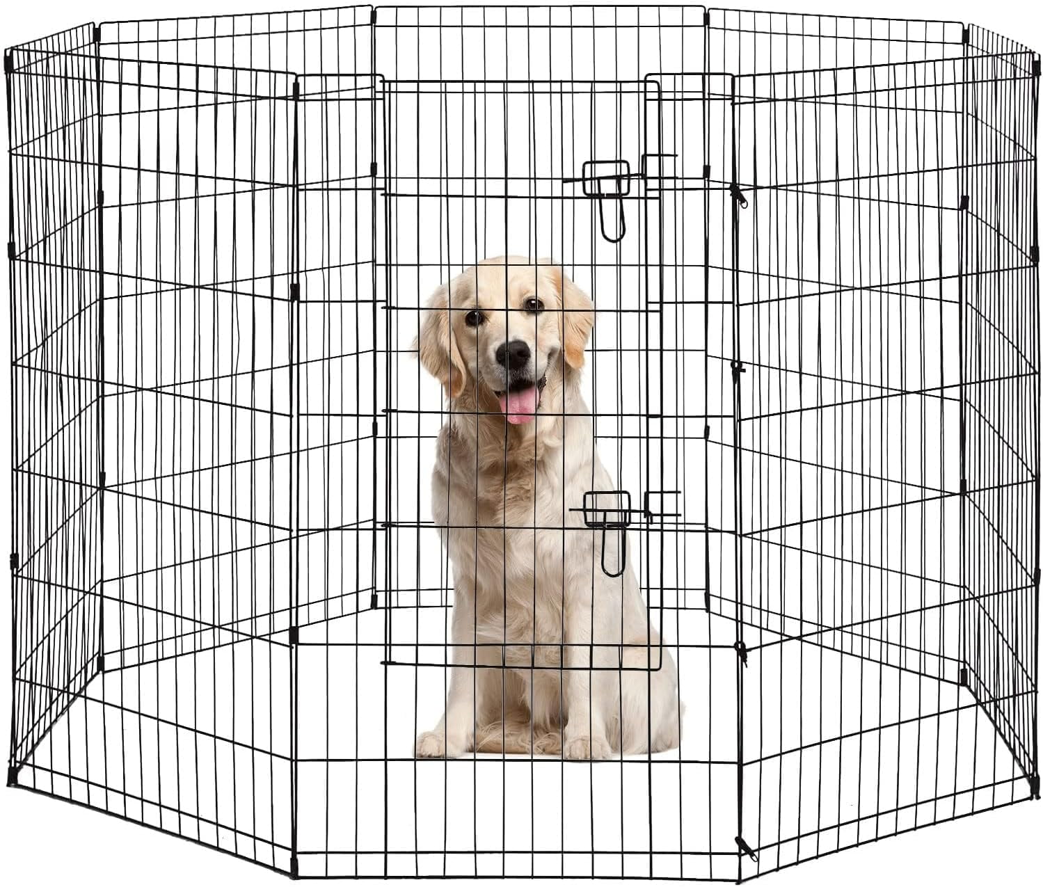 CL.HPAHKL Dog Puppy Playpen Outdoor and Indoor, Foldable Metal Pet Play Pen Portable Dog Fence for RV Camping Yard Garden, 42" High 8 Panel, Black