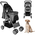 thumbnail image 1 of CL.HPAHKL Dog Stroller, 4 Wheels Foaldable Cat Stroller Dog Cat Cage Jogger Stroller for Medium Small Dogs Cats, Pet Stroller with Storage Basket and Cup Holder Portable Lightweight for Travel, 1 of 8