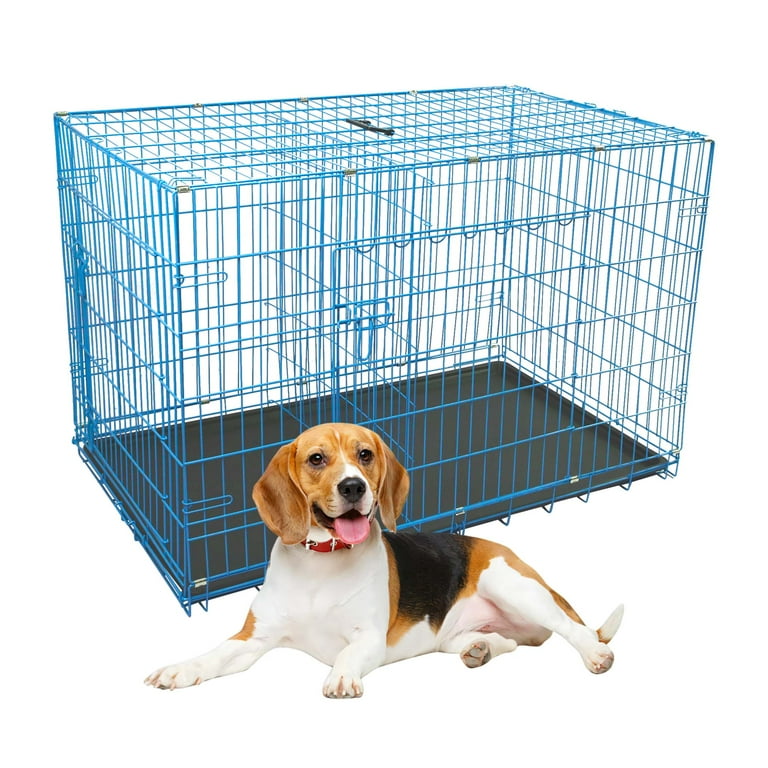 Durable Large Dog Crate, Folding Metal Dog Kennel Double