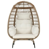 CL.HPAHKL Rattan Egg Hanging Chair with Stand, White