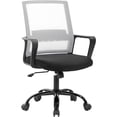 thumbnail image 1 of CL.HPAHKL Ergonomic Mesh Office Chair, Modern Executive Computer Desk Chair, Comfy Mid Back Swivel Task Chair with Fixed Armrests, Adjustable Height & Tilt for Home Office, White, 1 of 8