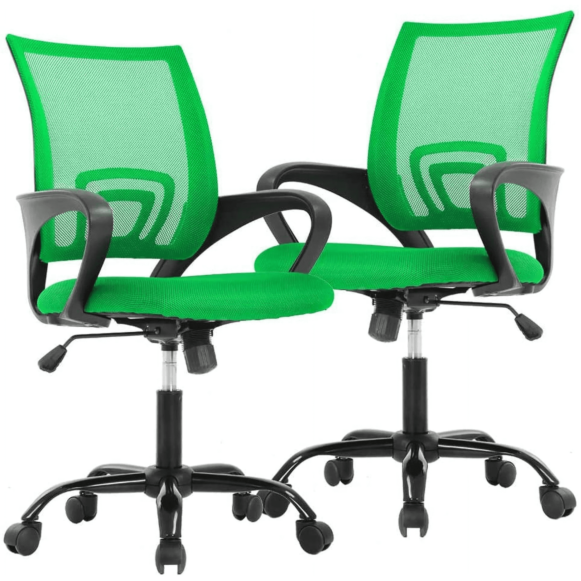CL.HPAHKL Ergonomic Office Chair Set of 2, Mesh Computer Desk Chair with Mid-Back Support & Armrests, Adjustable Height Swivel Task Chair for Home Office, Study, Gaming, Green