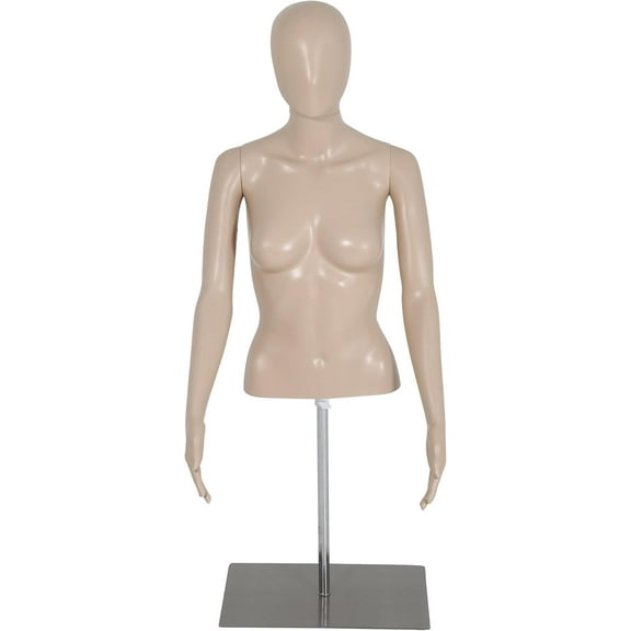 CL.HPAHKL Female Mannequin Torso Half Body Dress Form Mannequin with Metal Stand, Adjustable Height Manikin for Display & Sewing