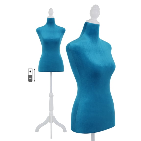 CL.HPAHKL Female Mannequin Torso Manikin Dress Form 49.6-63.4 Inch Height Adjustable Female Dress Model Display Torso Body Tripod Stand Clothing Forms,Blue