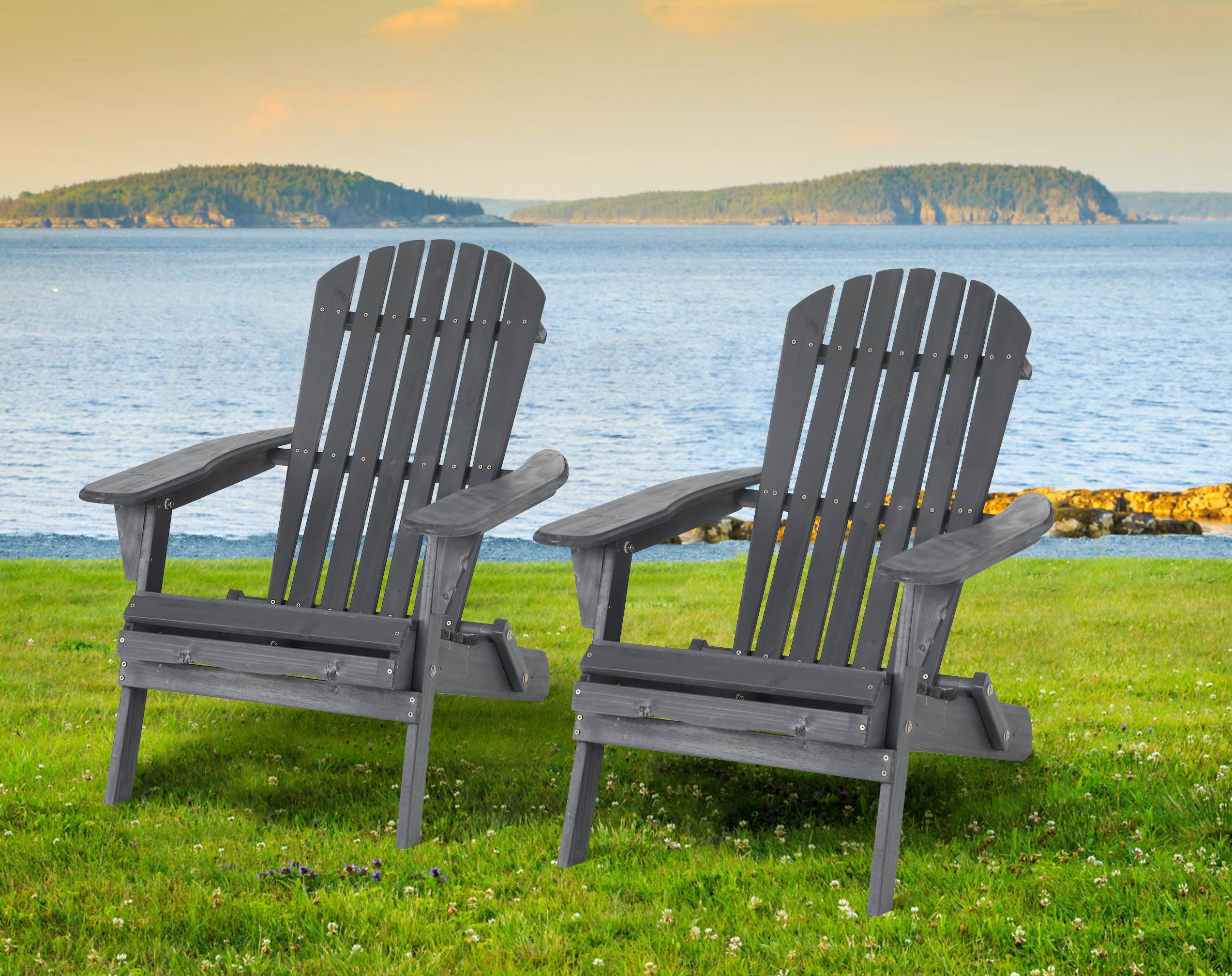 CL.HPAHKL Folding Adirondack Chair Weather Resistant Lawn Chair Wood Patio Chairs Pinewood Porch