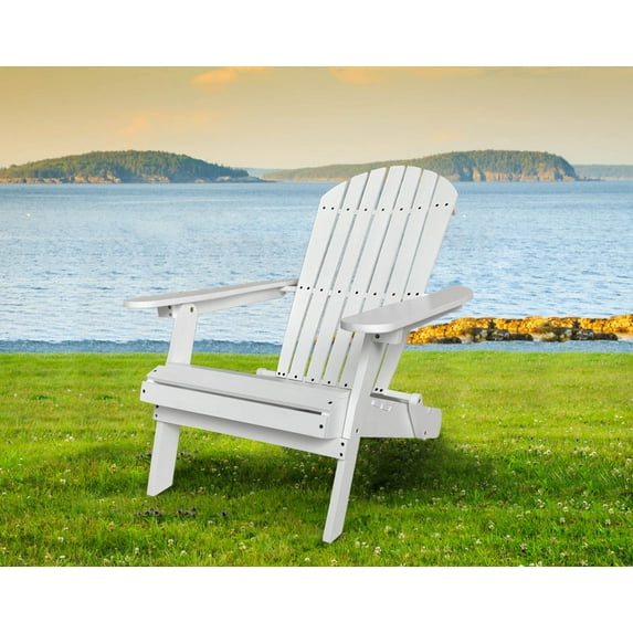 CL.HPAHKL Folding Adirondack Chairs for Outside, Adirondack Patio Chairs Outdoor Best Fire Pit Chairs Wooden Lawn Chairs for Garden Backyard Porch Pool Deck Firepit, White