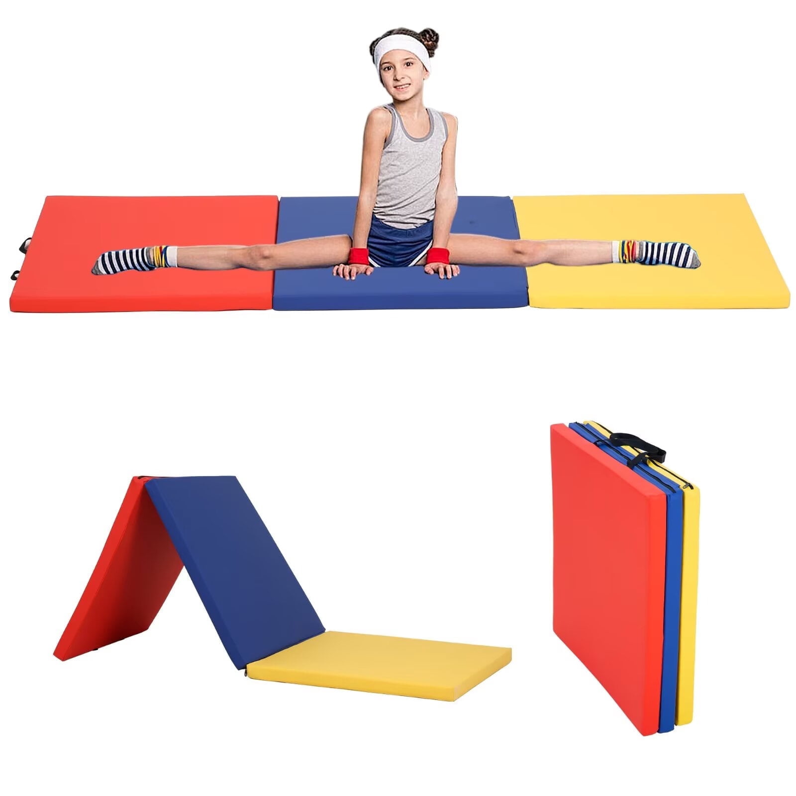 CL.HPAHKL Folding Gymnastics Mat 2'x6'x2'' Portable Lightweight Tumbling Mat for Kids Adults Yoga Home Gym Fitness, CM