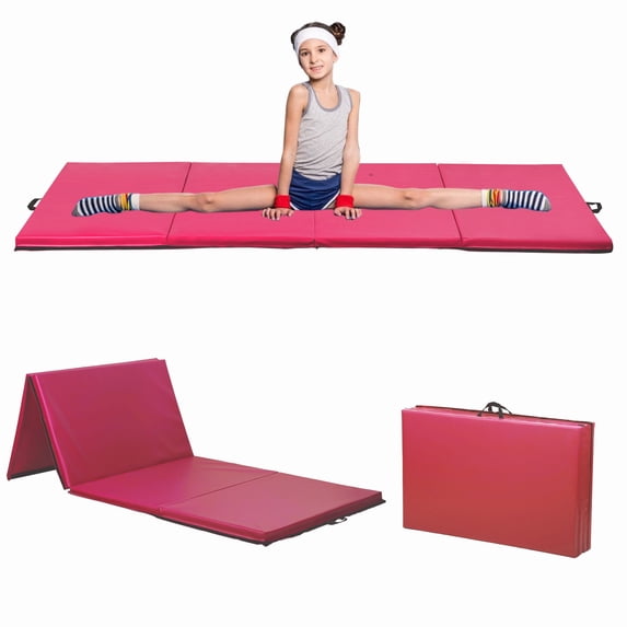 CL.HPAHKL Folding Gymnastics Mat 4'x8', Extra Thick High Density Tumbling Mat with Carrying Handles, Portable Lightweight Gym Mat Cheer Mat for Kids Adults Home Exercise Yoga Aerobics Fitness