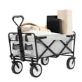 thumbnail image 1 of CL.HPAHKL Folding Wagon Cart, Utility Grocery Shopping Cart Collapsible Wagon with Two Drink Holders Lightweight Utility Garden Cart with Adjustable Handle for Beach, Shopping, Camping (42In H, Gray), 1 of 9