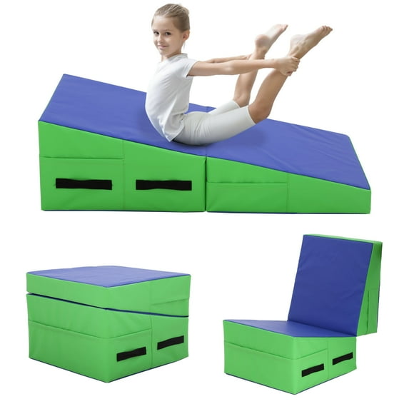 CL.HPAHKL Gymnastics Mat Incline Tumbling Mats, Folding Cheese Wedge Mat, Gym Fitness Tumbling Skill Shape Mat for Kids Girls Home Training Exercise