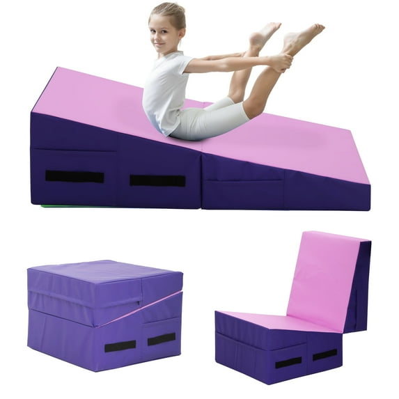 CL.HPAHKL Gymnastics Mat Incline Tumbling Mats, Folding Cheese Wedge Mat, Gym Fitness Tumbling Skill Shape Mat for Kids Girls Home Training Exercise