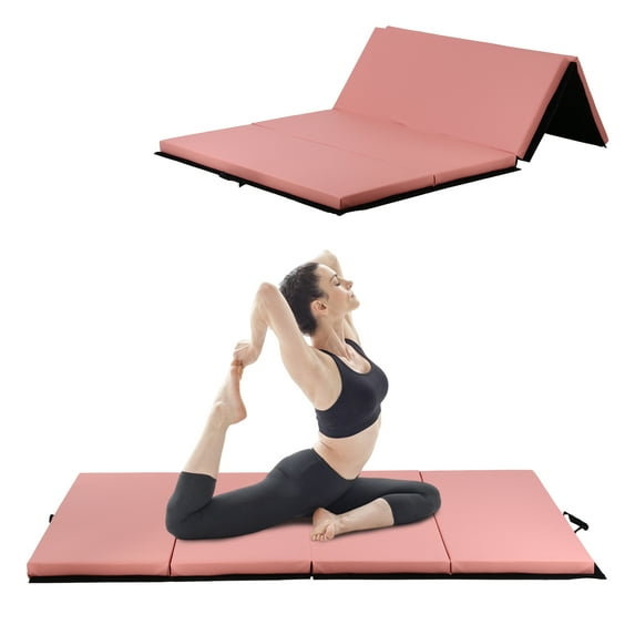 CL.HPAHKL Gymnastics Tumbling Mats, Waterproof 2-Inch Thick Gymnastics Mats 4-Panel Exercise Mats with Carrying Handles Non-Slip Folding Gym Mats for Stretching Cheerleading Martial Arts, Kid Play