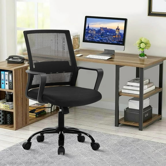 CL.HPAHKL Home Office Desk Chair, 360° Swivel & Height Adjustable Mesh Computer Chair Comfortable Ergonomic Support for Work, Gaming, and Study, Black