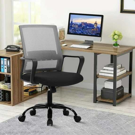 CL.HPAHKL Home Office Desk Chair, 360° Swivel & Height Adjustable Mesh Computer Chair Comfortable Ergonomic Support for Work, Gaming, and Study, Grey