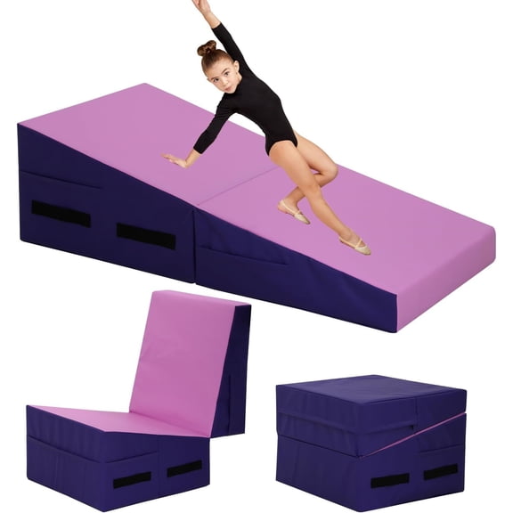 CL.HPAHKL Incline Gymnastics Mat, 34”x24”x14” Folding Exercise Mat for Tumbling, Cheese Wedge Mat for Kids Home Training Exercise Workout