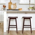 thumbnail image 1 of CL.HPAHKL Kitchen Bar Stools Set of 2, 30 Inch Counter Height Stools Backless Barstools with Footrest Countertop Solid Wooden Saddle Seats for Breakfast Bar, Kitchen Island, Party Room, Brown, 1 of 11