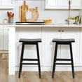 thumbnail image 1 of CL.HPAHKL Kitchen Bar Stools Set of 2, 30 Inch Counter Height Stools Backless Barstools with Footrest Countertop Solid Wooden Saddle Seats for Breakfast Bar, Kitchen Island, Party Room, Black, 1 of 11