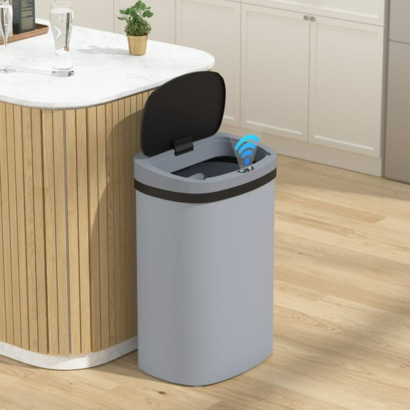 CL.HPAHKL Kitchen Trash Can 13 Gallon, Touchless Automatic Garbage Can with Lid, Motion Sensor Trashcan for Kitchen Bathroom Office, Gray
