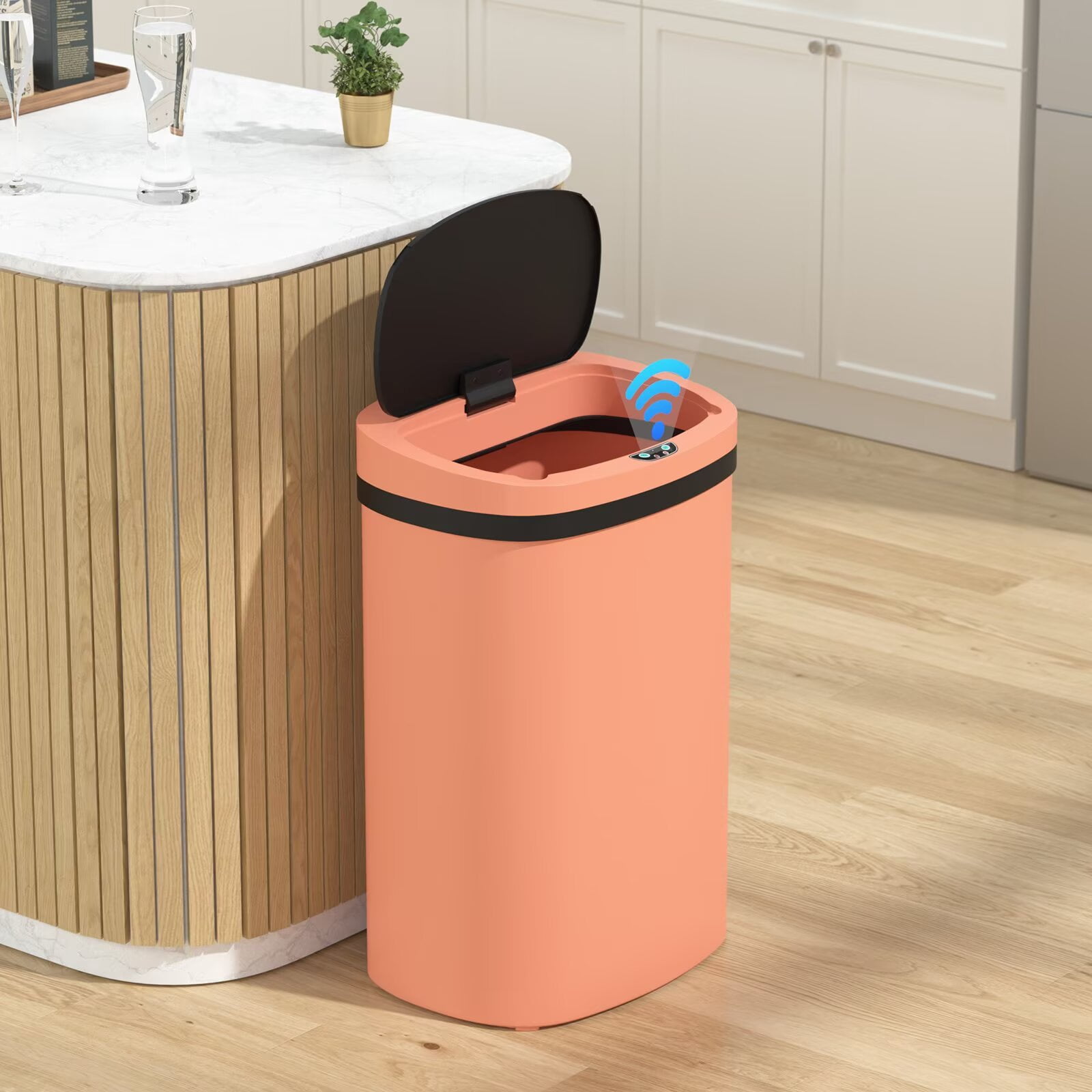 CL.HPAHKL Kitchen Trash Can 13 Gallon, Touchless Automatic Garbage Can with Lid, Motion Sensor Trashcan for Kitchen Bathroom Office, Pink