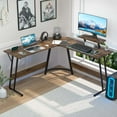 thumbnail image 1 of CL.HPAHKL L Shaped Computer Desk, 50 Inch Corner Gaming Desk with Monitor Riser Stand Corner Computer Desk with Large Desktop Computer Table Desk for Home Office Gaming Writing Study, Brown, 1 of 16