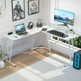 thumbnail image 1 of CL.HPAHKL L Shaped Gaming Desk, Corner Computer Desk with Large Desktop PC Gaming Desk Table with Large Monitor Riser Stand 50 Inch Computer Table Desk for Home Office Gaming Writing Study, White, 1 of 16