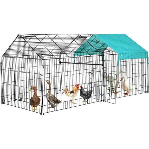 CL.HPAHKL Large Metal Chicken Coop Walk-in Poultry Cage, 86" x 40" Chicken Run Enclosure Pen with Waterproof Cover, Outdoor Backyard Farm Cage Crate Pet Playpen Exercise Pen for Rabbit Duck Hen