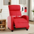 thumbnail image 1 of CL.HPAHKL Leather Recliner Chair, Massage Recliner Chair with PU Leather Padded Seat Backrest Adjustable Modern Reclining Chair for Adults Easy Lounge Chair for Bedroom Home Theater, Red, 1 of 7