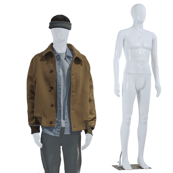 CL.HPAHKL Male Mannequin Full Body, Life Size Mannequin 73 Inch Poseable Mannequin with Metal Base Head Arm Rotation Realistic Plastic Mannequin Body for Fashion Display Clothing, White Male