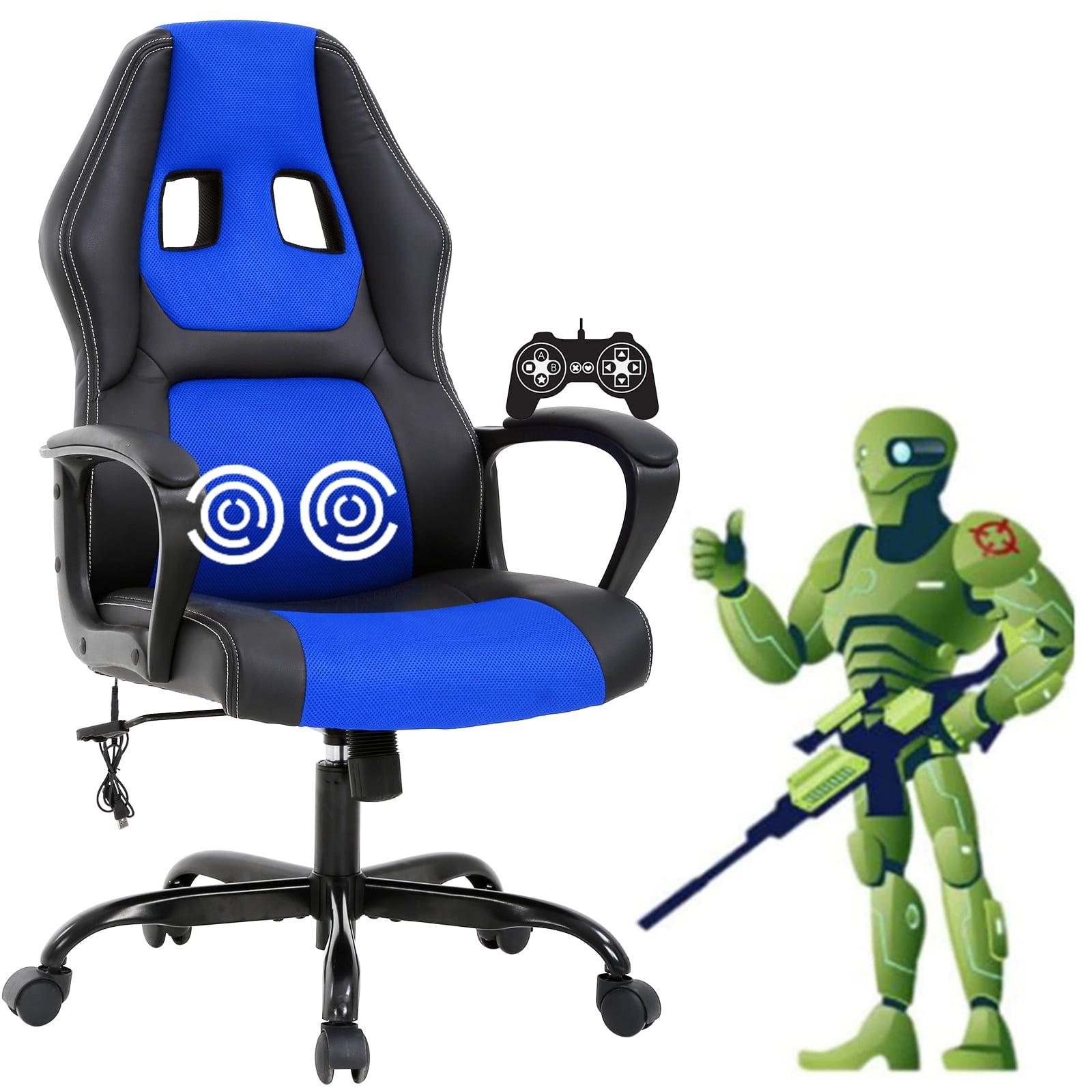 CL.HPAHKL Ergonomic HighBack Gaming Chair with Massage, PU Leather