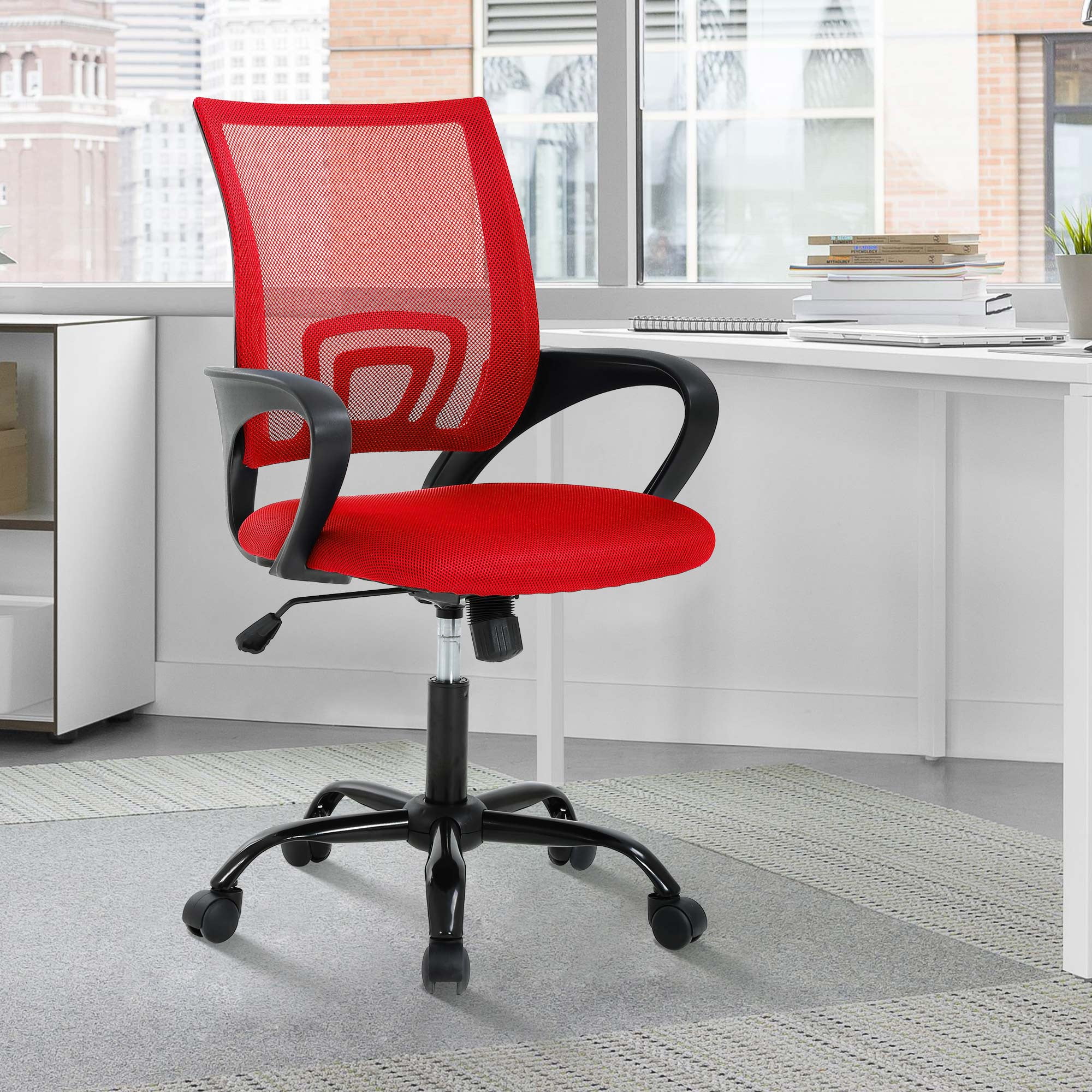 Red Mesh Ergonomic Swivel Executive Office Chair