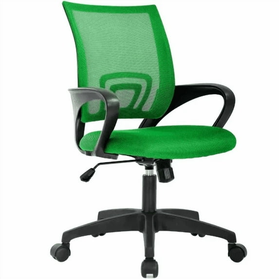 CL.HPAHKL Mesh Computer Desk Chair, Ergonomic Office Chair with Lumbar Support & Armrests Mid Back Swivel Rolling Task Chair for Home Office Study Gaming, Green