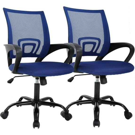 CL.HPAHKL Mesh Office Chair with Wheels, Adjustable Ergonomic Computer Desk Chair with Lumbar Support & Armrest, Comfortable Swivel Rolling Chair for Home Office Work Study, 2 Pack, Blue
