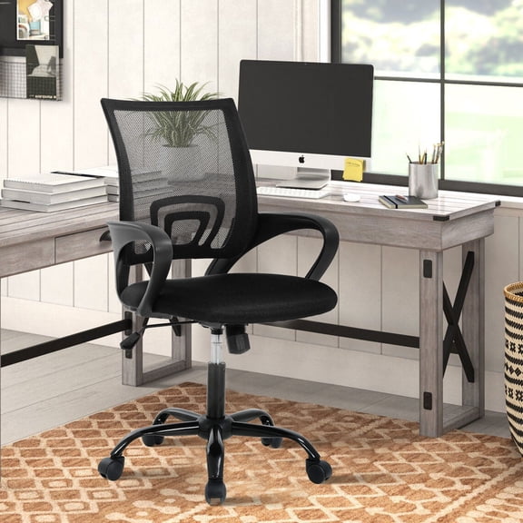 CL.HPAHKL Mesh Office Chair with Wheels, Ergonomic Desk Chair Comfortable Computer Chair with Lumbar Support Armrest Executive Rolling Swivel Adjustable Task Chair for Home Office, Black