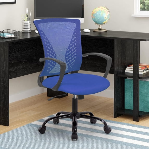 CL.HPAHKL Mesh Office Chair with Wheels, Ergonomic Desk Chair with Lumbar Support & Armrest, Comfy Swivel Computer Chair for Home Office Study Task, Blue