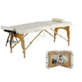 thumbnail image 1 of CL.HPAHKL Message Table Massage Bed Portable, 2 Foldig Lightweight Lash Bed Esthetician Bed, Tattoo Bed Height Adjustable with Bolster and Carrying Case Wooden Leg Hold Up to 450lbs, Cream, 1 of 7