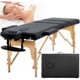 thumbnail image 1 of CL.HPAHKL Message Table Massage Bed Portable, 3 Folding Lightweight Lash Bed Esthetician Bed, Tattoo Bed Height Adjustable with Carrying Case Wooden Leg Spa Bed Hold up to 450lbs, Black, 1 of 7