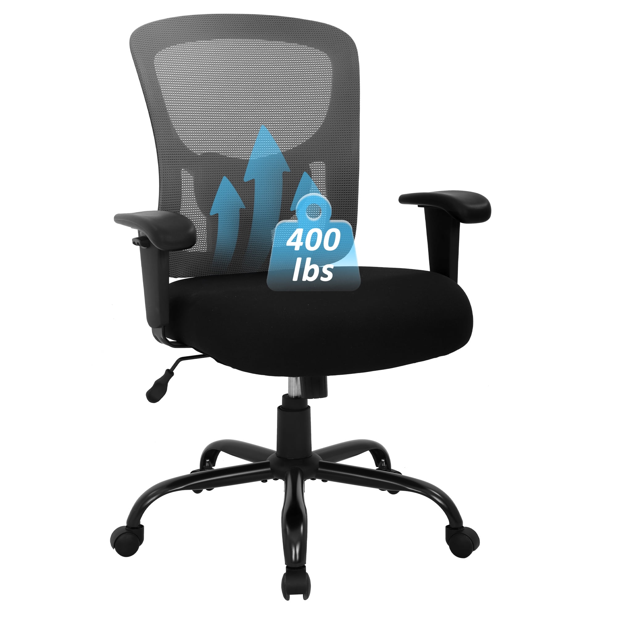 CL.HPAHKL Office Chair Ergonomic Desk Chair, 400lbs Big and Tall Mesh Chair, Computer Chair with Adjustable Arms & Seat Height, Rolling Swivel PC Chair for Home Office, Grey