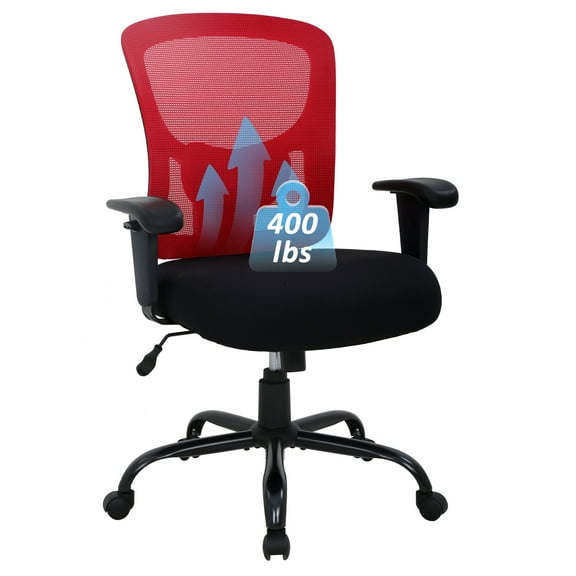 CL.HPAHKL Office Chair Ergonomic Desk Chair, 400lbs Big and Tall Mesh Chair, Computer Chair with Adjustable Arms & Seat Height, Rolling Swivel PC Chair for Home Office, Red
