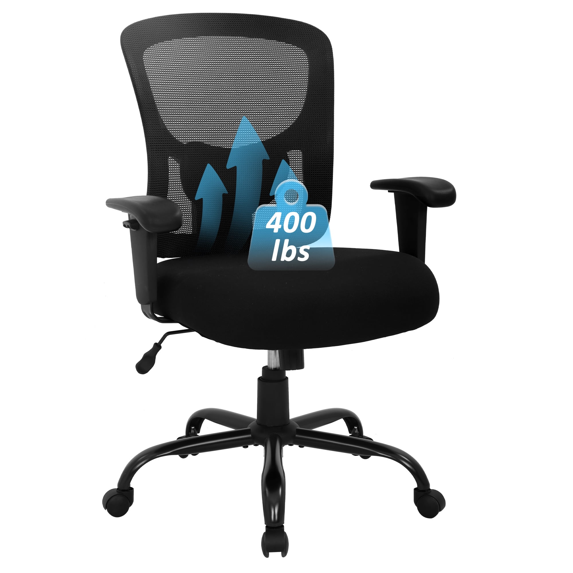 CL.HPAHKL Office Chair Ergonomic Desk Chair, 400lbs Big and Tall Mesh Chair, Computer Chair with Adjustable Arms & Seat Height, Rolling Swivel PC Chair for Home Office, Black