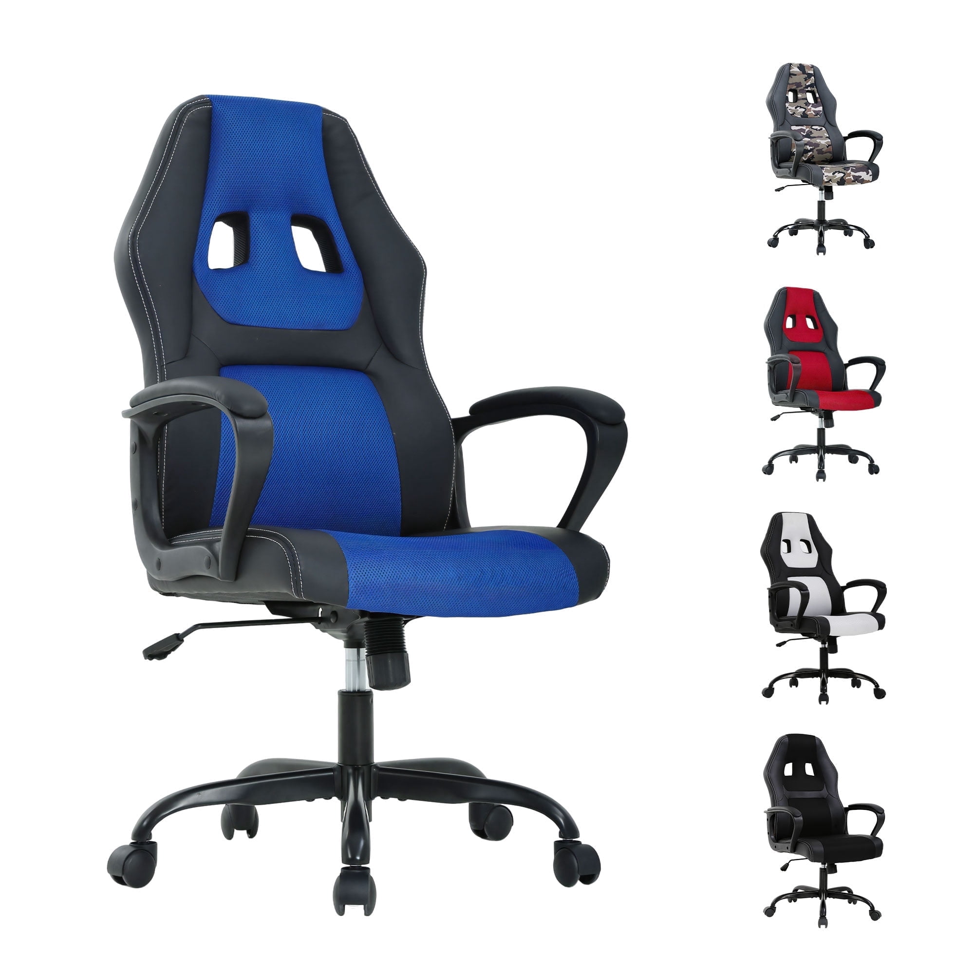 CL.HPAHKL PC Gaming Chair, Ergonomic Computer Chair PU Leather Gamer Chair with Headrest and Lumbar Support, Height Adjustable Video Game Chair Gaming Chair for Adults Teen, Blue