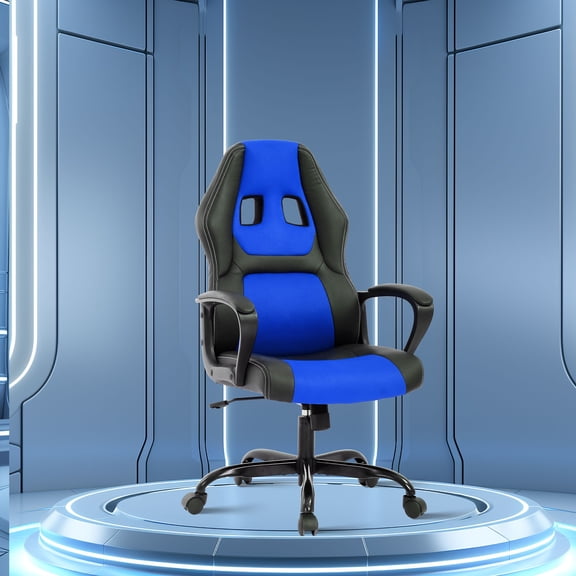 CL.HPAHKL PC Gaming Chair, Ergonomic Computer Chair PU Leather Gamer Chair with Headrest and Lumbar Support, Height Adjustable Video Game Chair Gaming Chair for Adults Teen, Blue