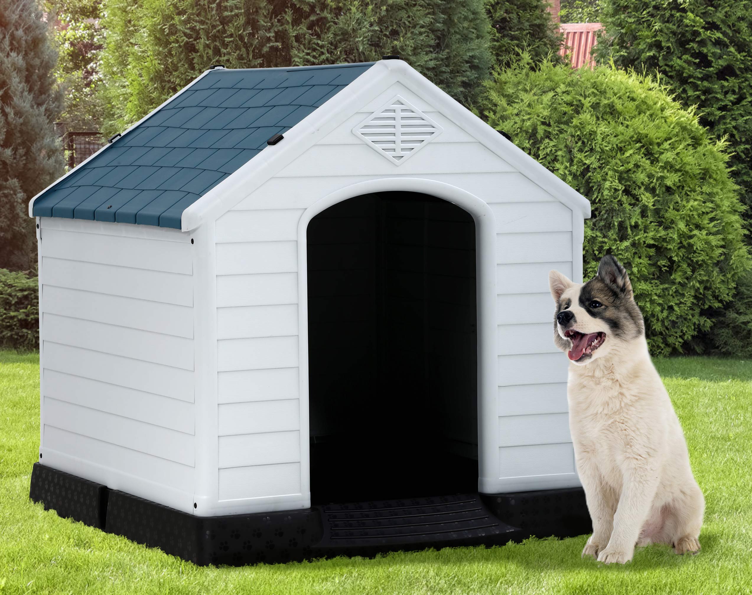 CL.HPAHKL Plastic Dog House Outdoor Indoor, Durable Doghouse for Small