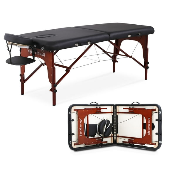 CL.HPAHKL Portable Best Massage Tables Massage Bed Foldable, Spa Beds for Esthetician Lash Beds for Eyelash Tech Physical Therapy Table for Home Light Weight Hight Adjustable 2 Folding, Black