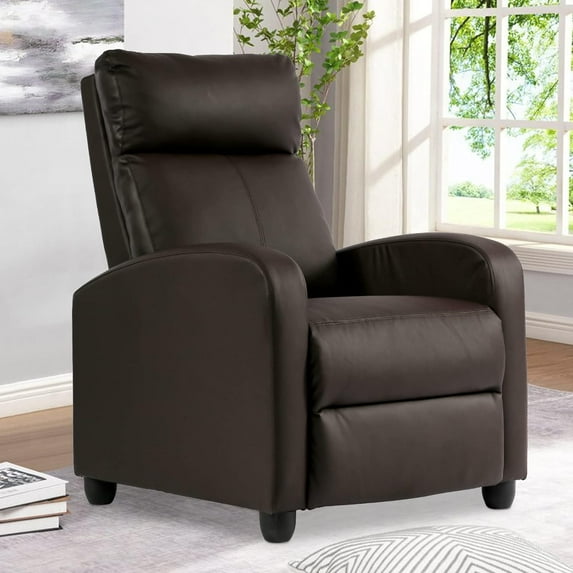 CL.HPAHKL Recliner Chair for Adults, Adjustable PU Leather Recliner Sofa Chair with Thick Seat Cushion Footrest and Backrest, Reclining Chair for Living Room Bedroom Home Theater Seating, Brown