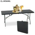 thumbnail image 1 of CL.HPAHKL Rectangular Folding Table, Plastic Folding Tables 6 ft Long Fold-in-Half Party Tables with Carrying Handle Heavy Duty Folding Table for Picnic, Dining, Party, Office, Home, Black, 1 of 8