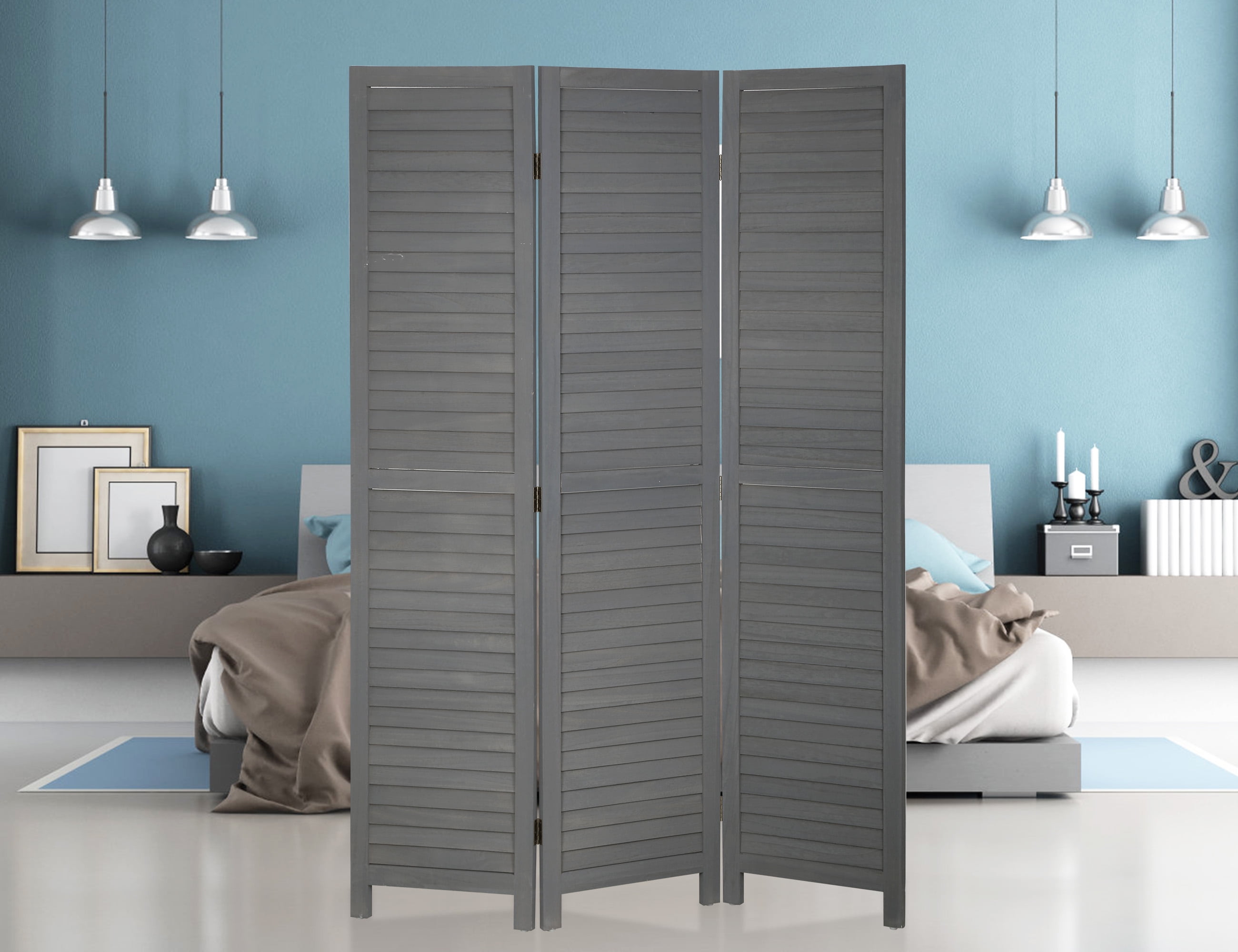 CL.HPAHKL Room Divider, 3 Panel Folding Privacy Screen Temporary Wall, Freestanding Wall Divider Portable Room Partitions and Dividers for Home Bedroom Living Room, Gray