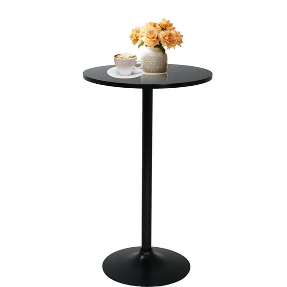 CL.HPAHKL Round Bar Table, 38.9 inch Height Bistro Pub Table with Metal Base & MDF Top for Kitchen, Dining Room, Bistro, Black